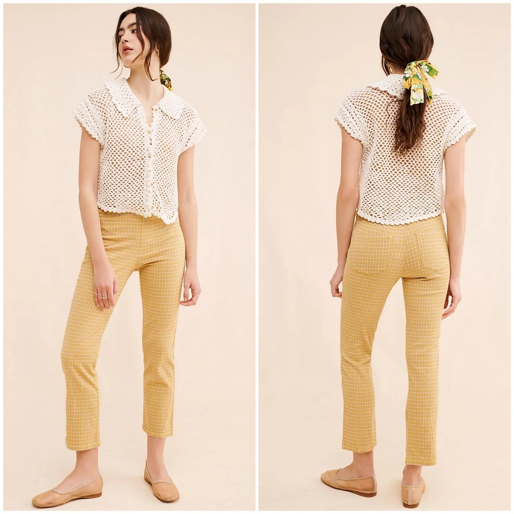 Free People In My Feelings Slim Crop Pants in Yellow